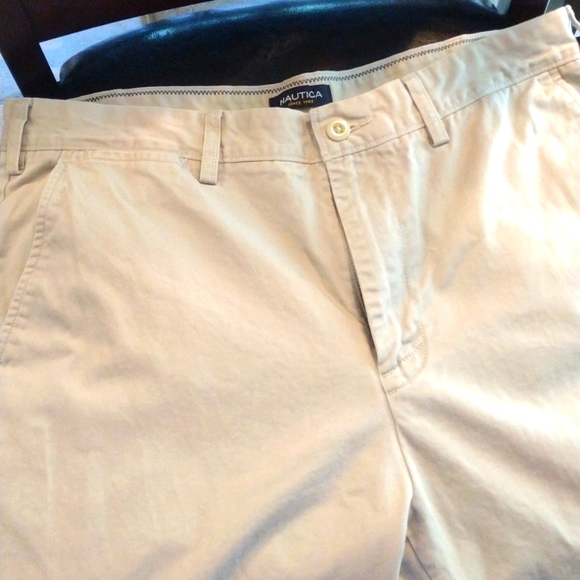 Men's Khaki Pants 36W x 32L. Nautica is the brand. Color is tan.